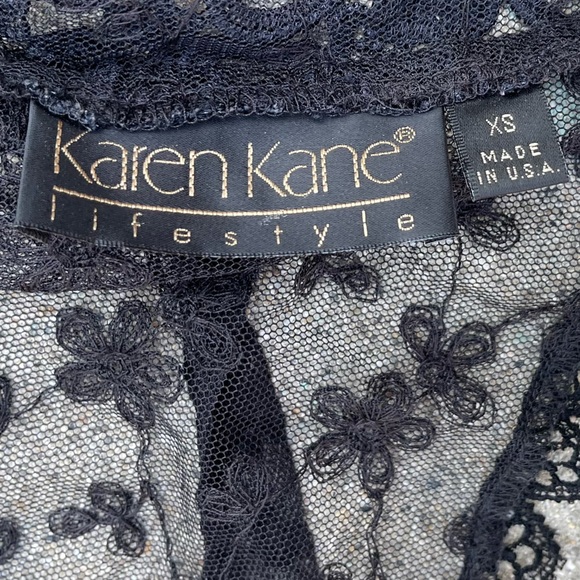 Vintage lace sheer vest preloved XS made in USA open front boho peasant festival - Picture 3 of 6